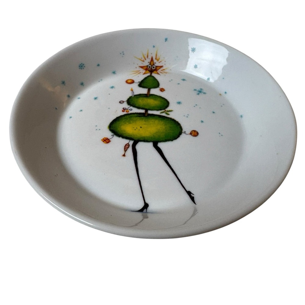 Set Of 4 Clare Mackie Royal Worcester Festive Collection Holiday Tree Dish '05